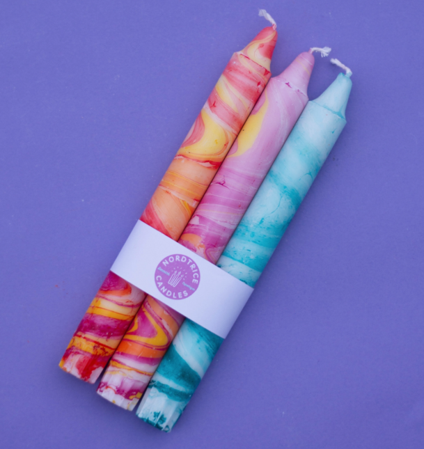 Taper Candles- (3 pack) Marble 